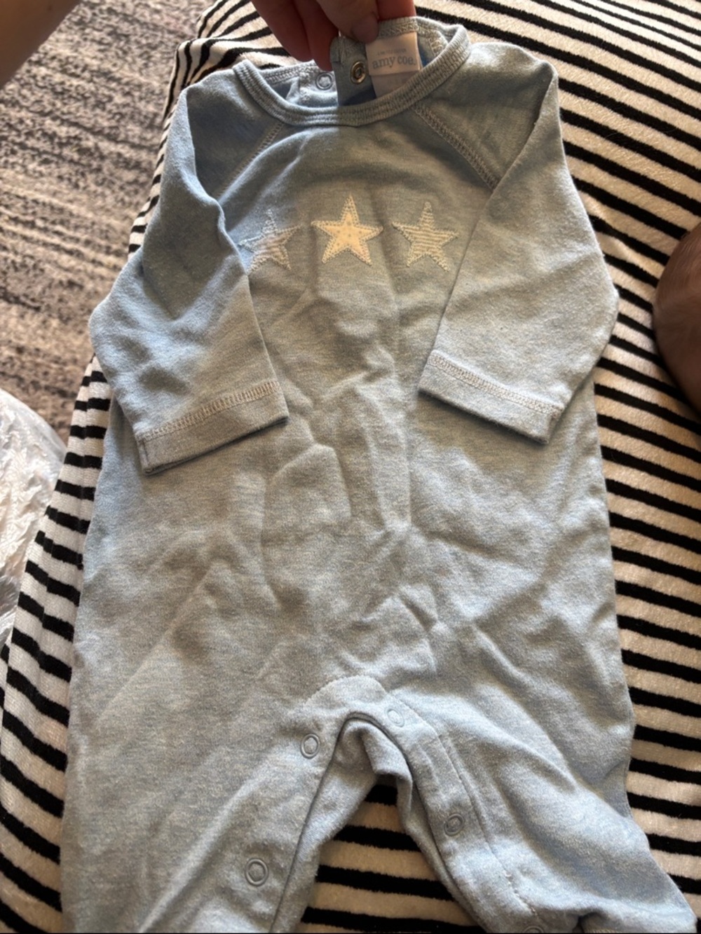 Amy Coe Light Blue Footie with White Stars